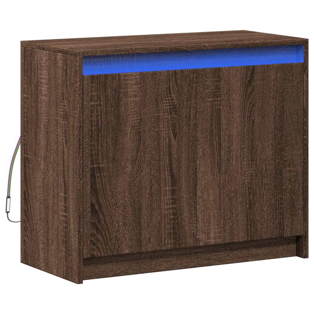 vidaXL Aparador con LED madera ingeniería marrón roble 72x34x61 cm