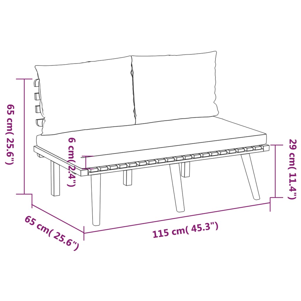 vidaXL Muebles de jardín 3 piezas con cojines madera maciza de acacia