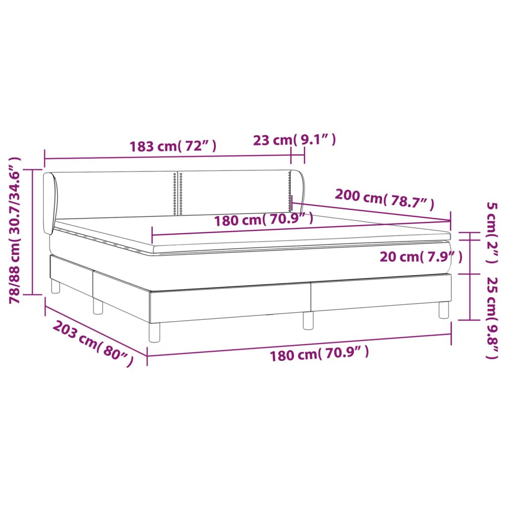 vidaXL Cama box spring con colchón tela gris taupe 180x200 cm