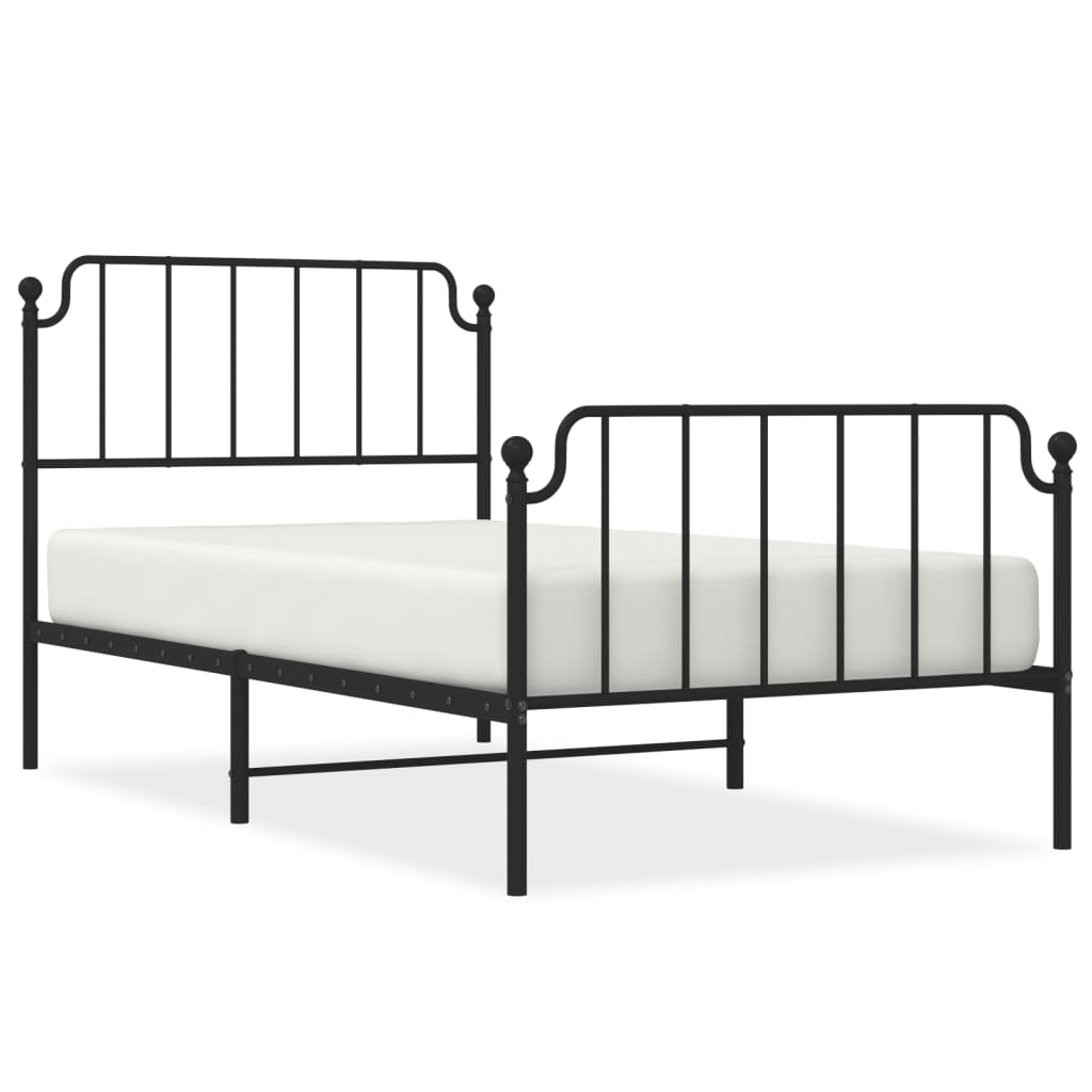 vidaXL Estructura cama sin colchón con estribo metal negro 100x190 cm