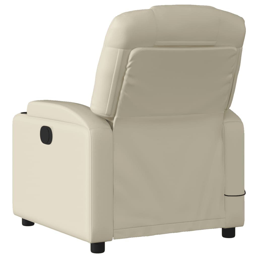 vidaXL Sillón reclinable de masaje cuero sintético crema