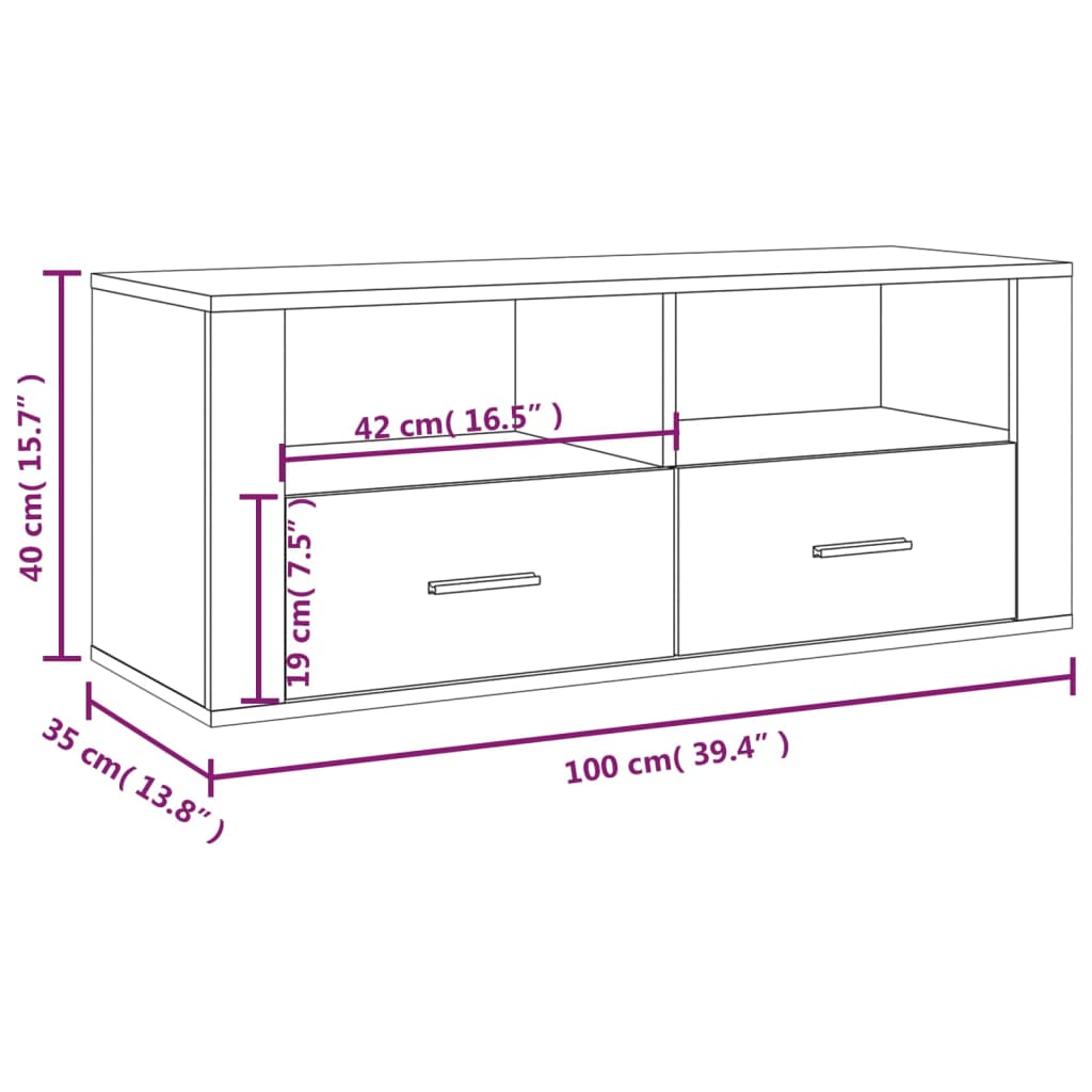 vidaXL Mueble de TV madera contrachapada gris Sonoma 100x35x40 cm