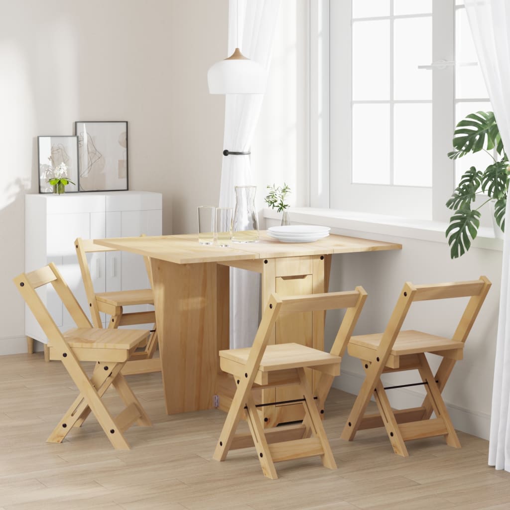 vidaXL Set comedor plegable mariposa 5 pzas Corona madera pino marrón