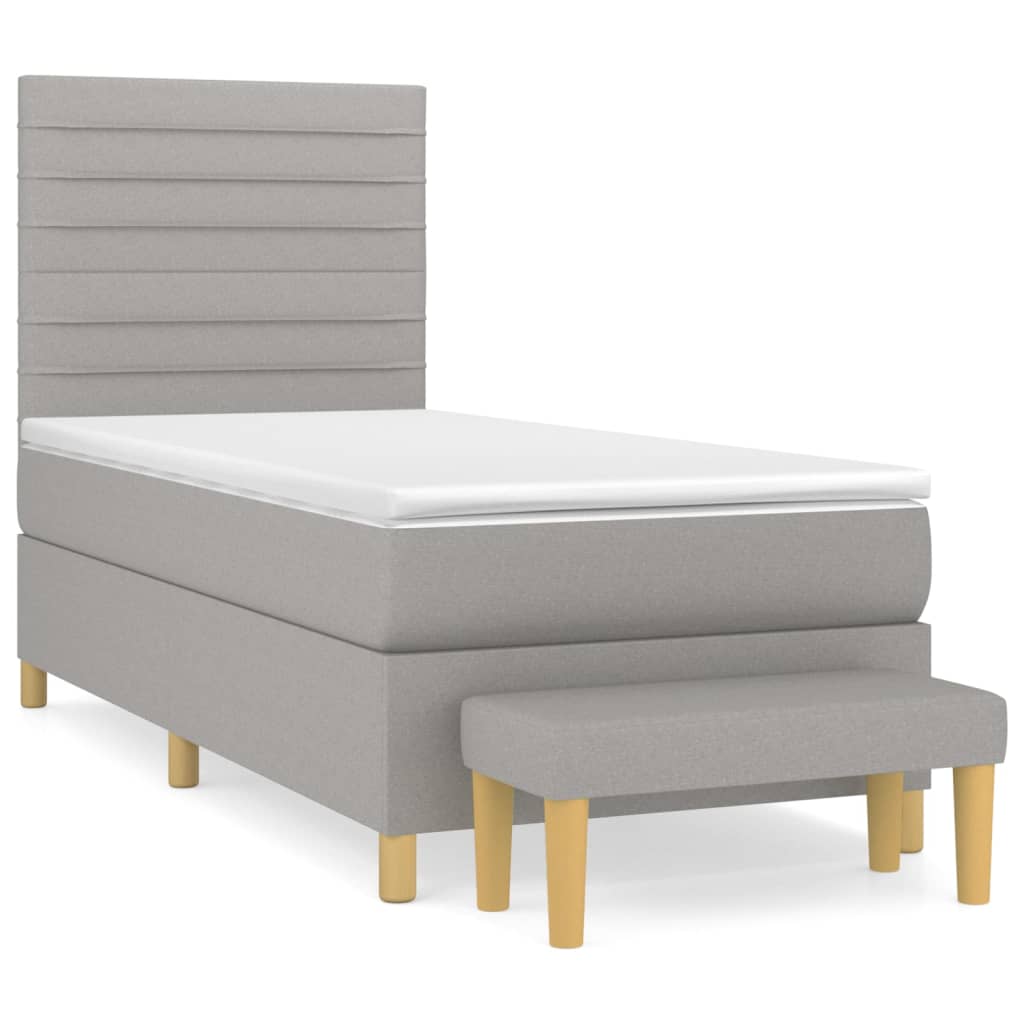 vidaXL Cama box spring con colchón tela gris claro 90x190 cm