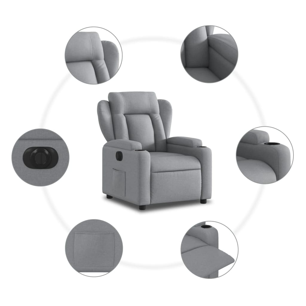 vidaXL Sillón reclinable eléctrico tela gris claro