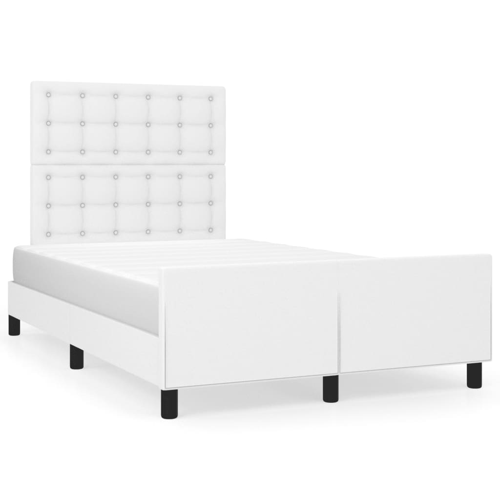 vidaXL Estructura de cama cabecero cuero sintético blanco 120x200 cm