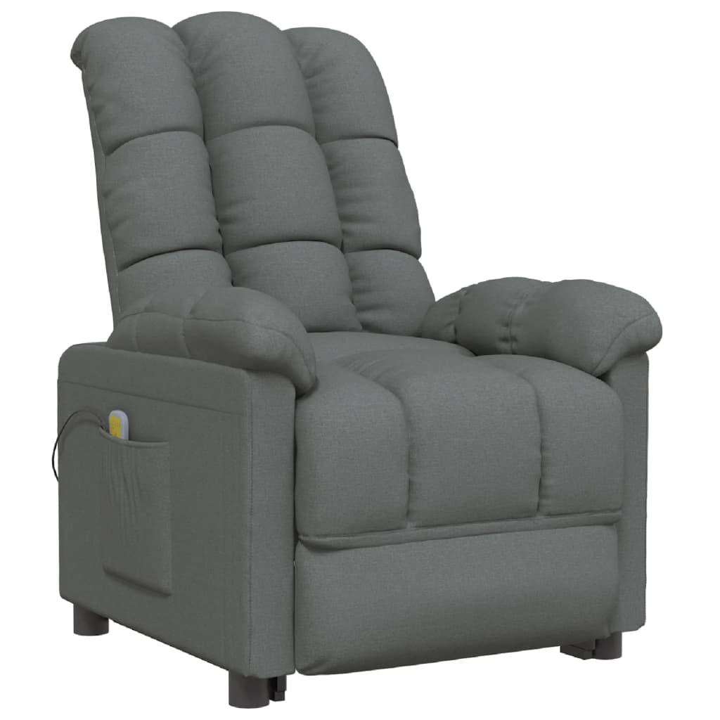 vidaXL Sillón de masaje de tela gris oscuro