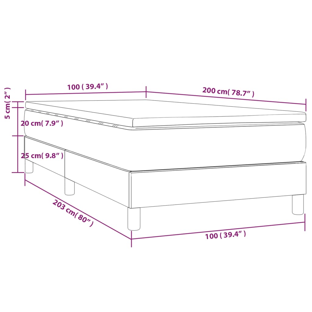 vidaXL Cama box spring con colchón tela color crema 100x200 cm