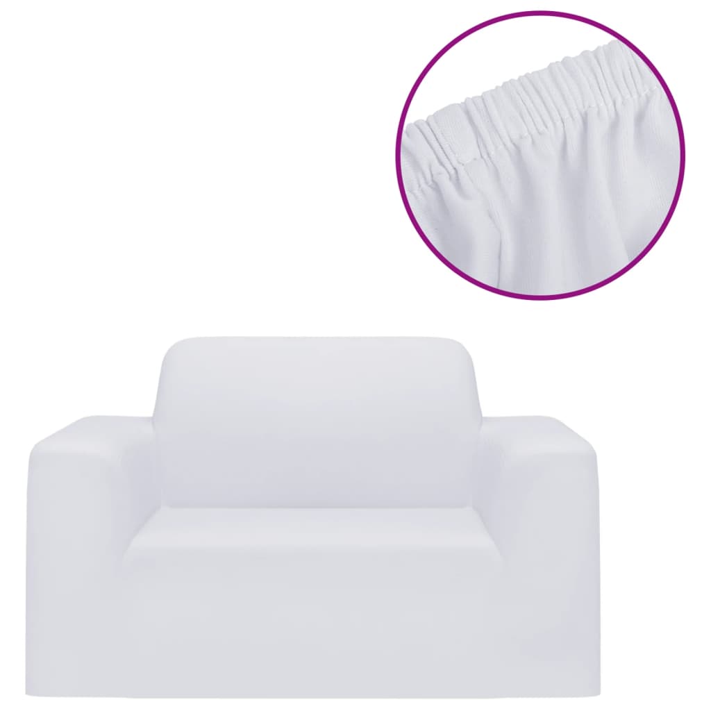 vidaXL Funda elástica para sillón poliéster jersey blanca