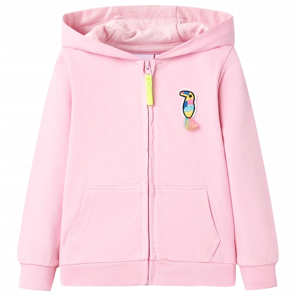 Sudadera infantil con capucha y cremallera rosa 92