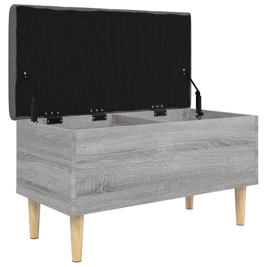 vidaXL Banco con almacenaje madera ingeniería gris Sonoma 82x42x46 cm