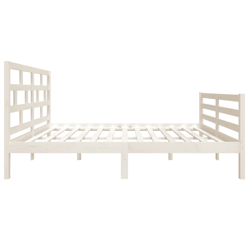 vidaXL Estructura de cama doble de madera maciza blanco 135x190 cm