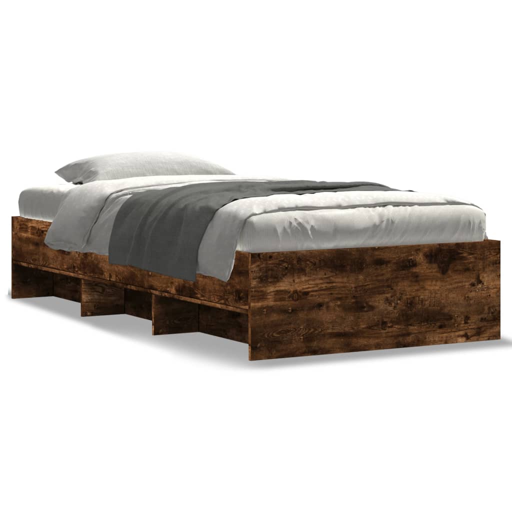 vidaXL Estructura cama sin colchón madera roble ahumado 75x190 cm