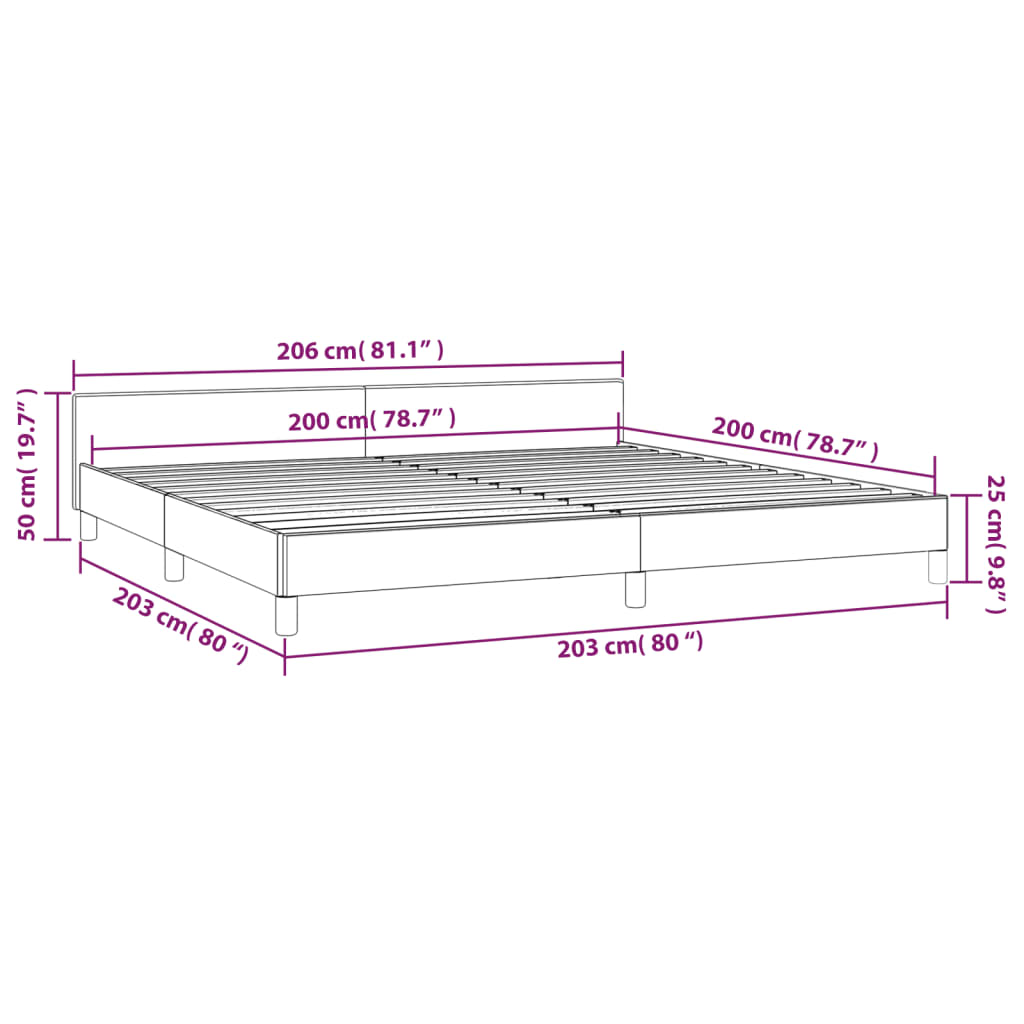 vidaXL Cama sin colchón tela gris oscuro 200x200 cm