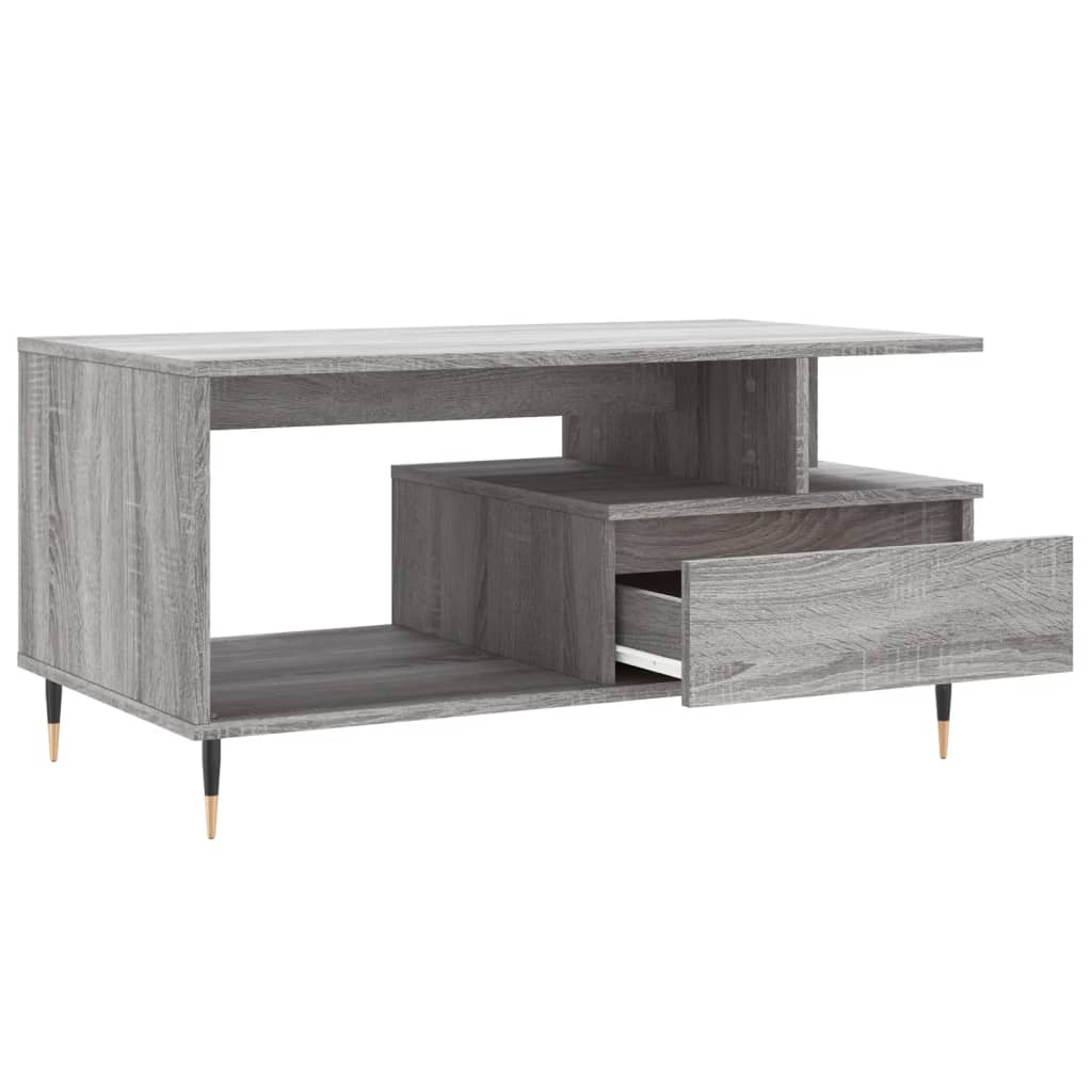 vidaXL Mesa de centro madera contrachapada gris Sonoma 90x49x45 cm