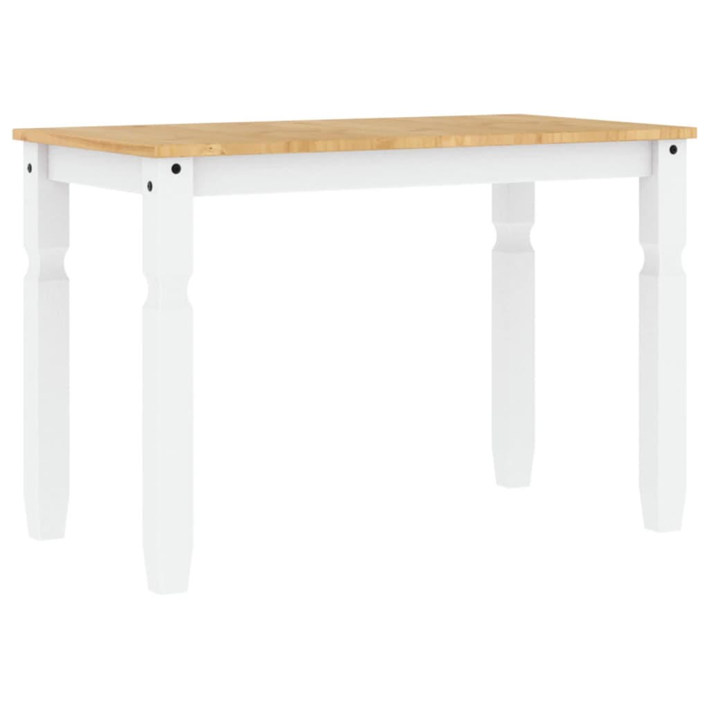 vidaXL Mesa de comedor Corona madera maciza pino blanco 112x60x75 cm