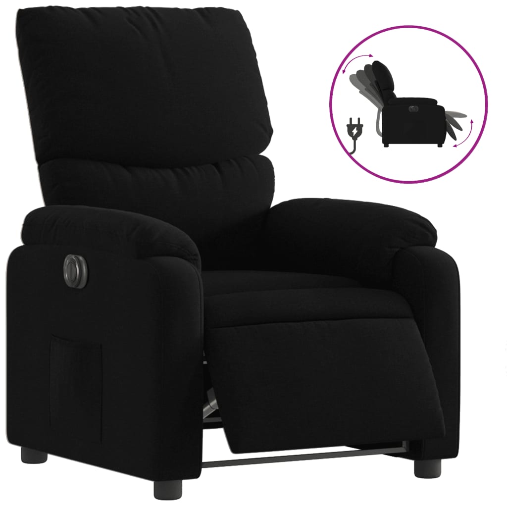 vidaXL Sillón reclinable eléctrico de tela negro