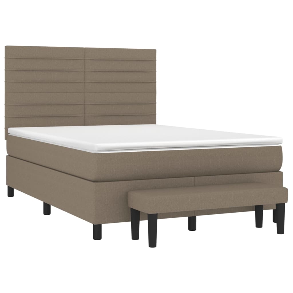 vidaXL Cama box spring con colchón tela gris taupe 140x200 cm