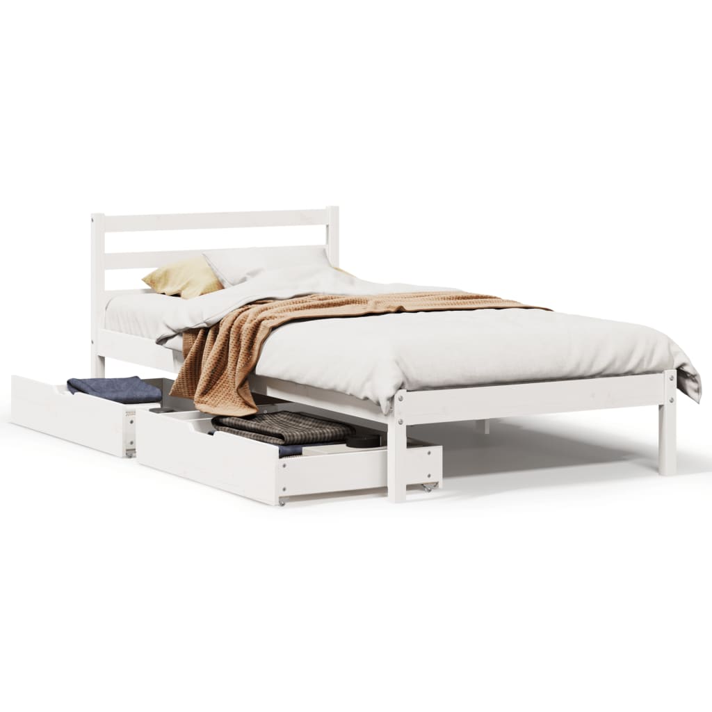 vidaXL Estructura de cama sin colchón madera maciza blanca 75x190 cm