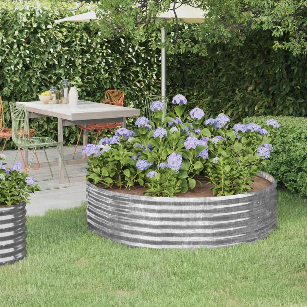 vidaXL Jardinera arriate acero recubrimiento polvo plata 140x140x36 cm