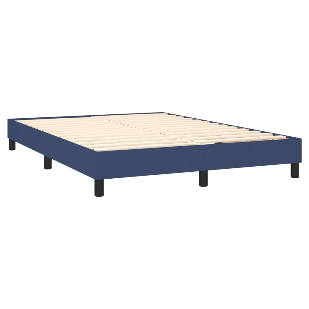 vidaXL Cama box spring colchón y luces LED tela azul 140x190 cm