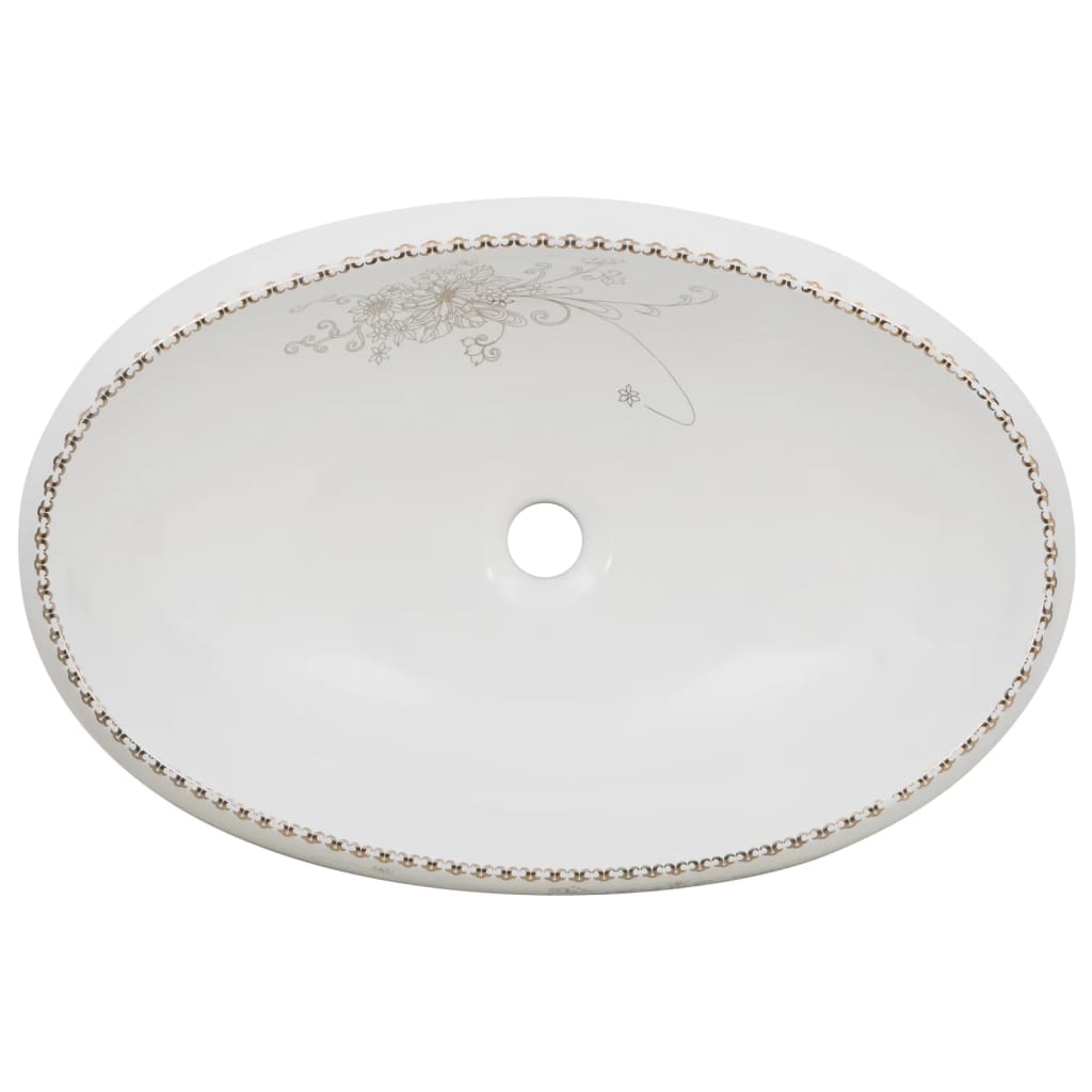 vidaXL Lavabo sobre encimera ovalado cerámica blanco 59x40x15 cm