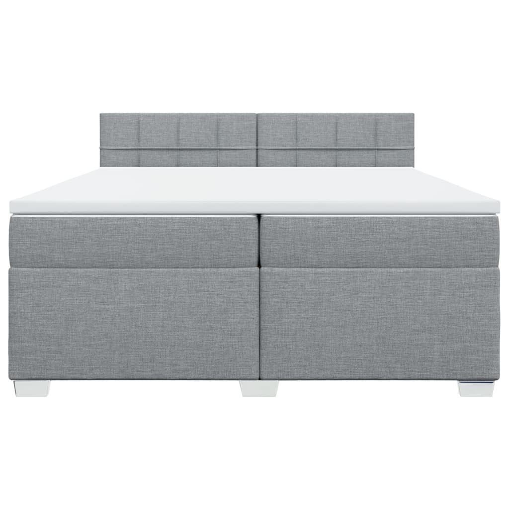 vidaXL Cama box spring con colchón tela gris claro 200x200 cm