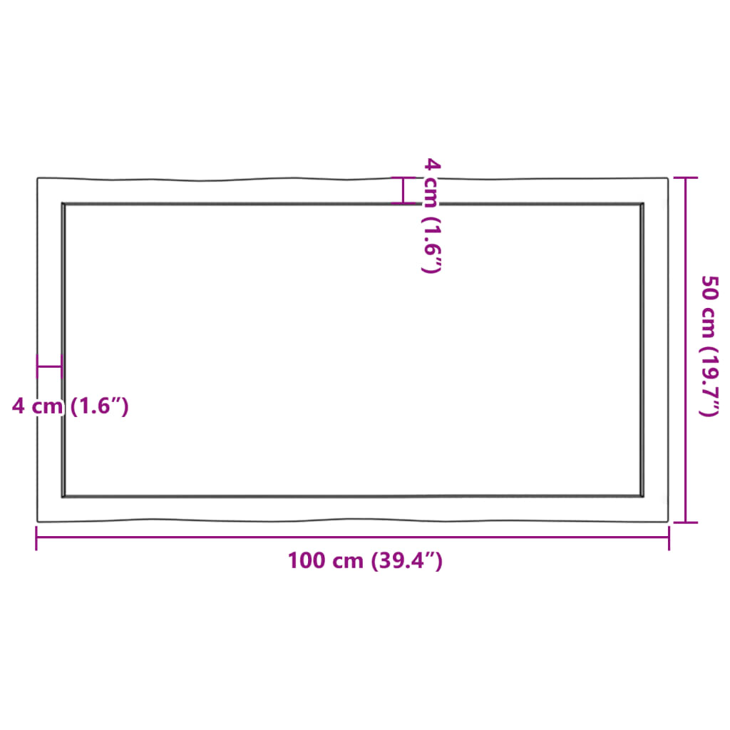 vidaXL Tablero mesa madera tratada borde vivo marrón 100x50x(2-6) cm