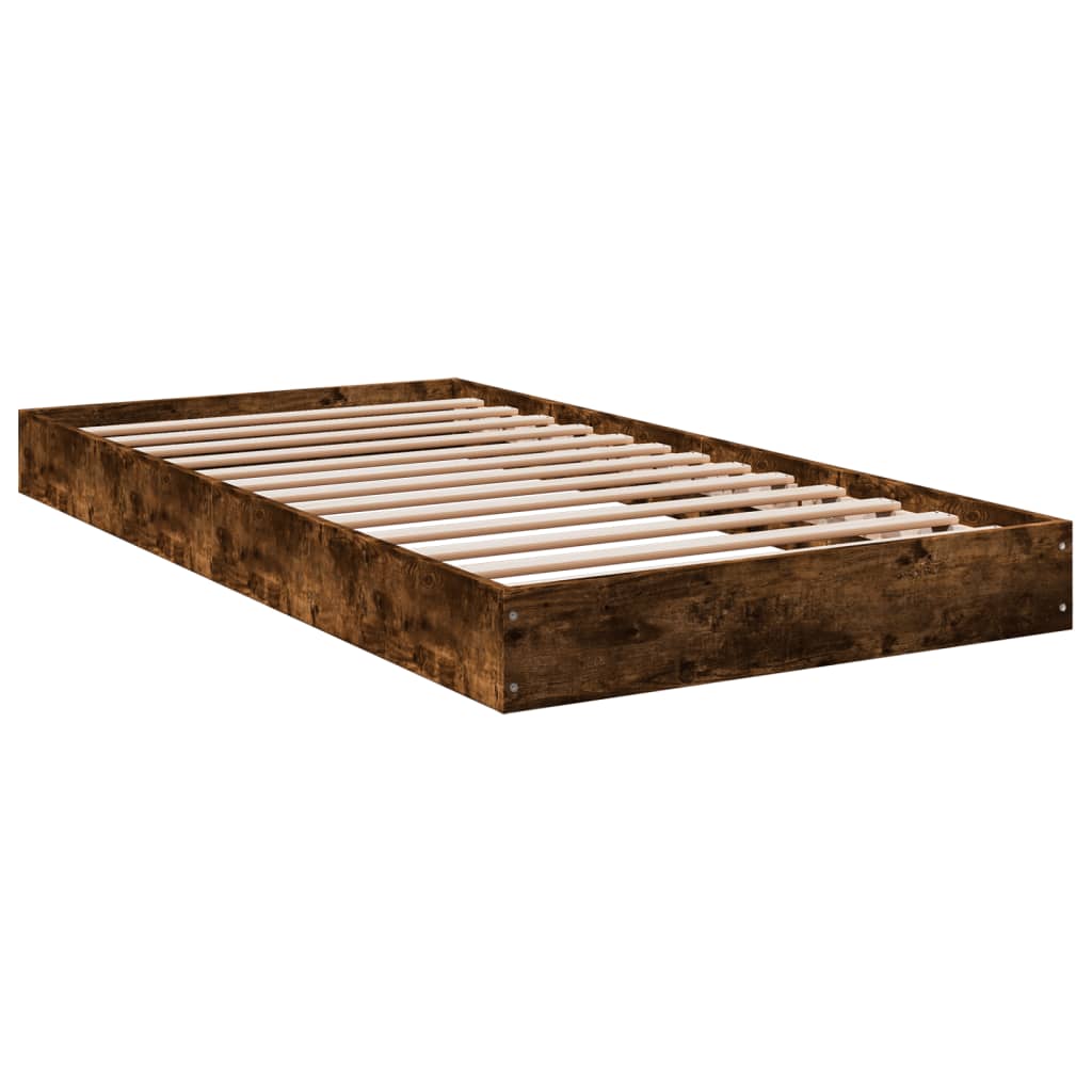 vidaXL Estructura de cama sin colchón madera roble ahumado 90x190 cm