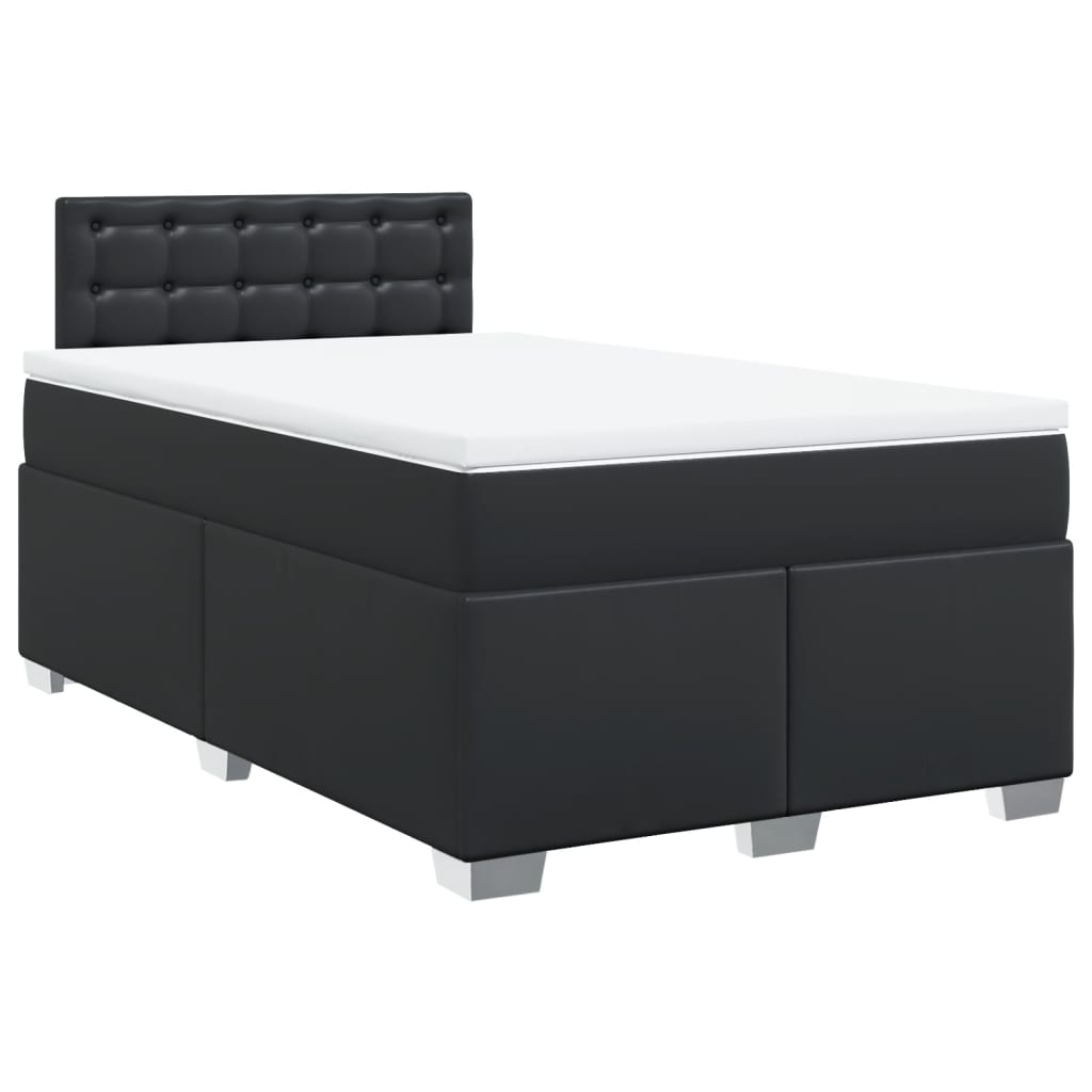 vidaXL Cama box spring con colchón cuero sintético negro 120x200 cm