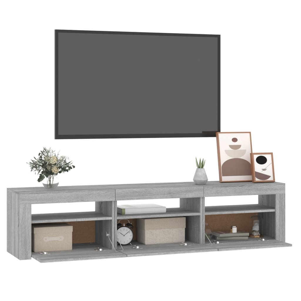 vidaXL Mueble de TV con luces LED gris Sonoma 180x35x40 cm