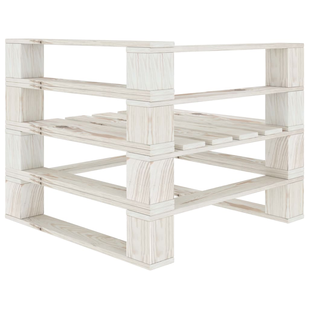 vidaXL Juego de muebles de palés para jardín 6 piezas madera blanco