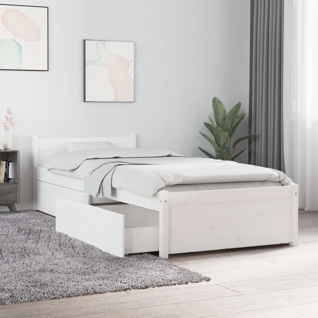 vidaXL Estructura de cama con cajones blanco 75x190 cm