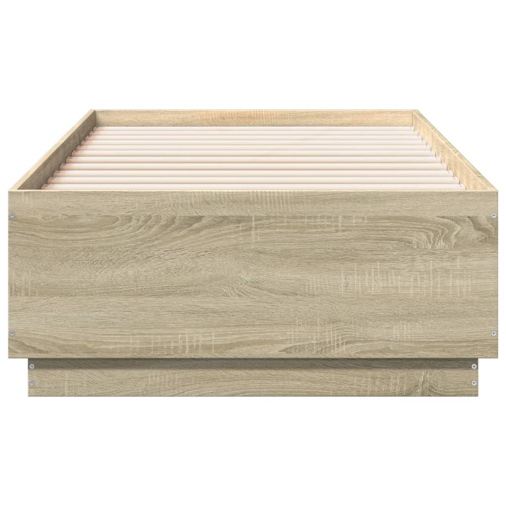 vidaXL Estructura cama con luces LED madera roble Sonoma 90x190 cm