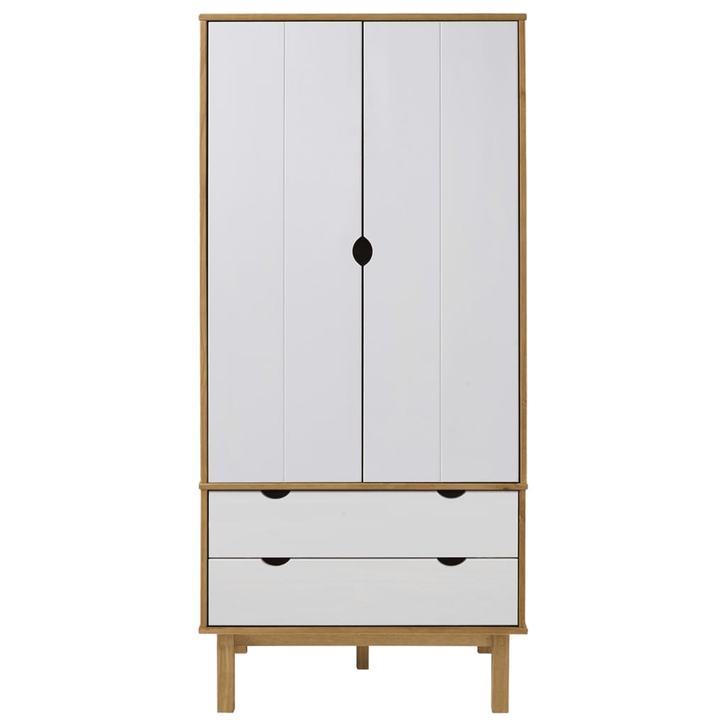 vidaXL Armario OTTA madera maciza pino marrón y blanco 76,5x53x172 cm