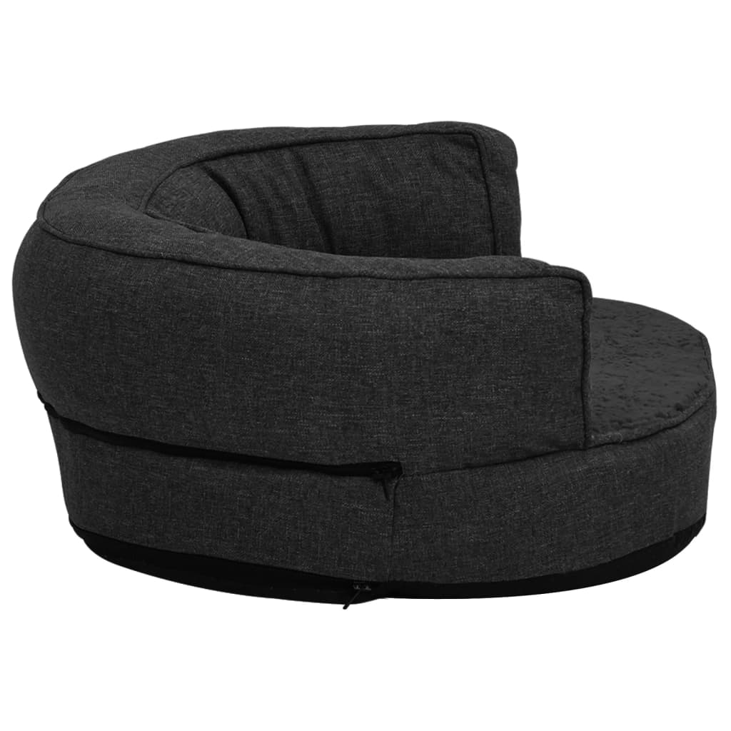 vidaXL Colchón de cama de perro ergonómico aspecto lino negro 75x53cm