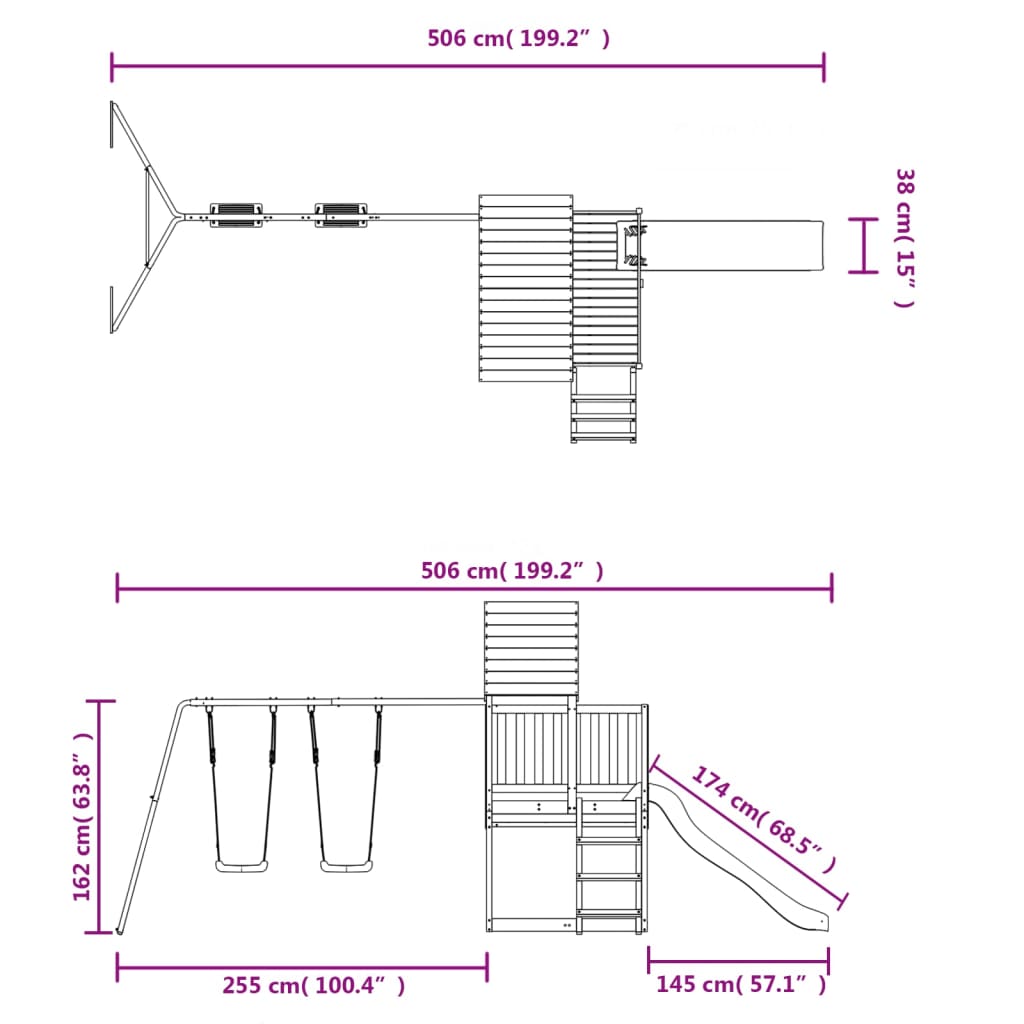 vidaXL Parque infantil de exterior madera maciza Douglas