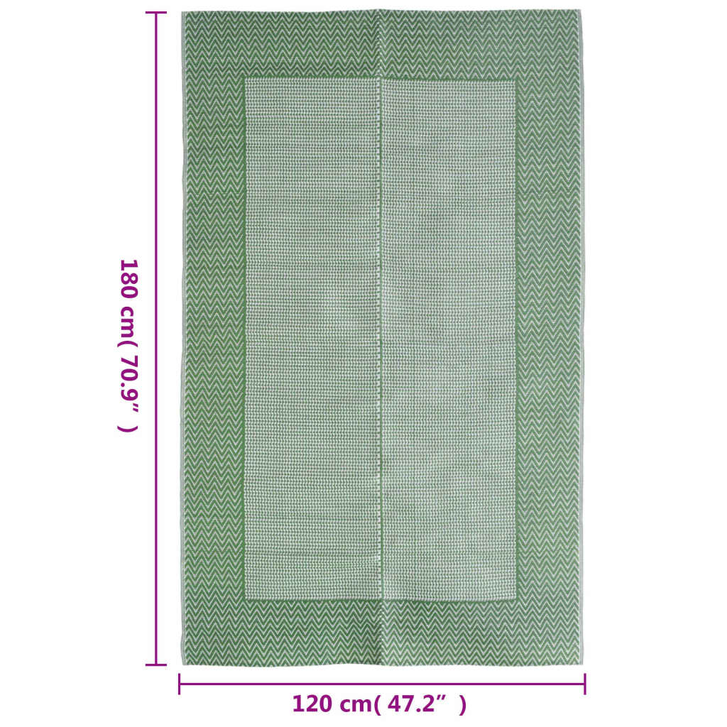 vidaXL Alfombra de exterior PP verde 120x180 cm