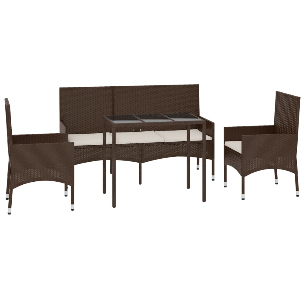 vidaXL Set muebles de jardín 4 piezas y cojines ratán sintético marrón