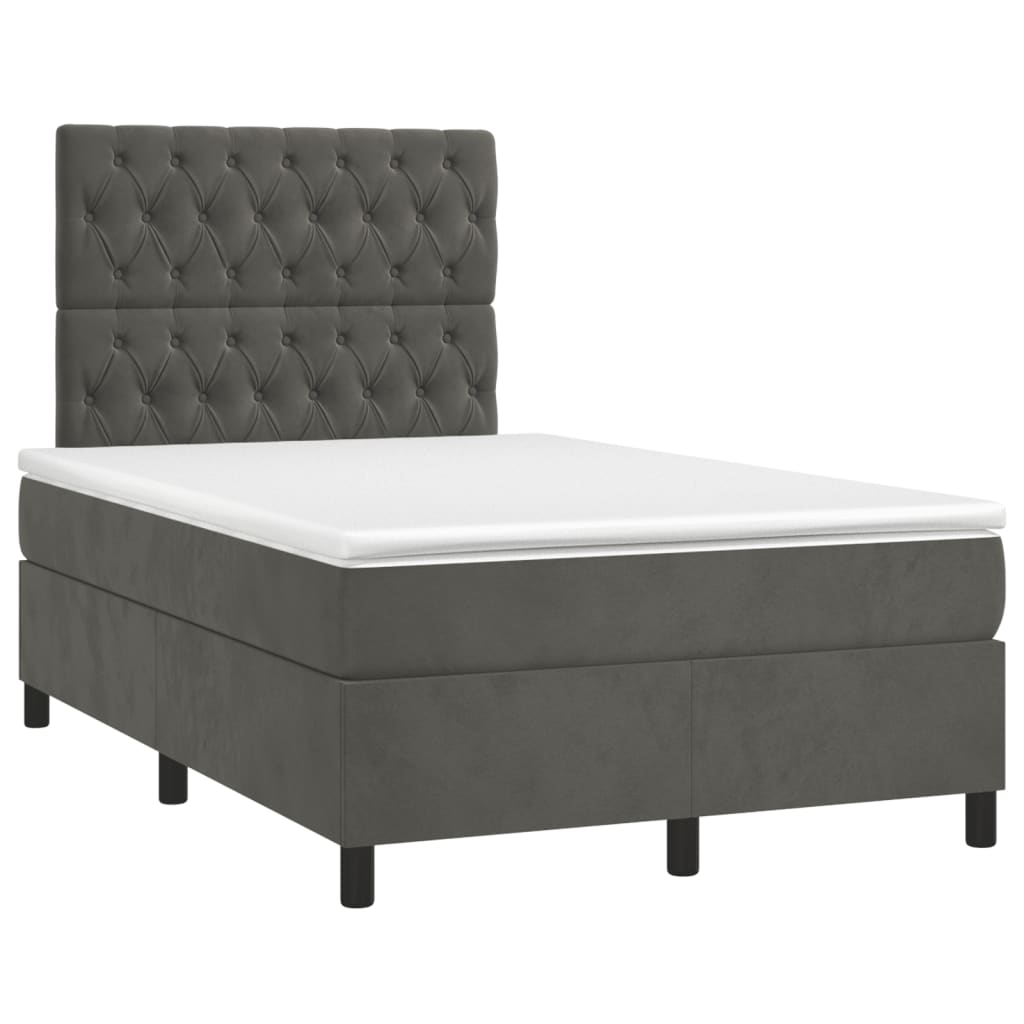 vidaXL Cama box spring con colchón terciopelo gris oscuro 120x190 cm