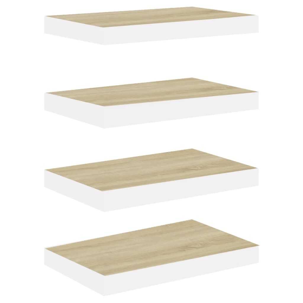 vidaXL Estante flotante de pared 4 uds MDF roble y blanco 40x23x3,8 cm