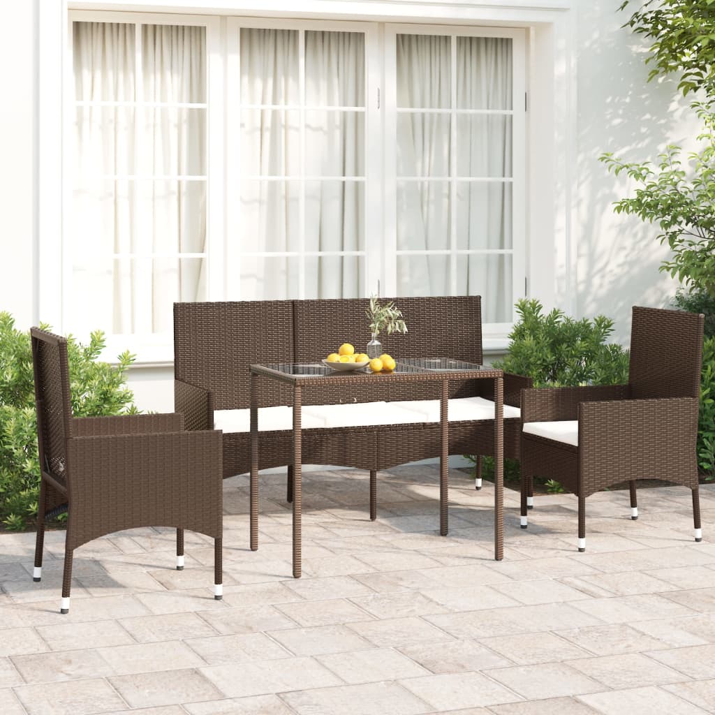 vidaXL Set muebles de jardín 4 piezas y cojines ratán sintético marrón