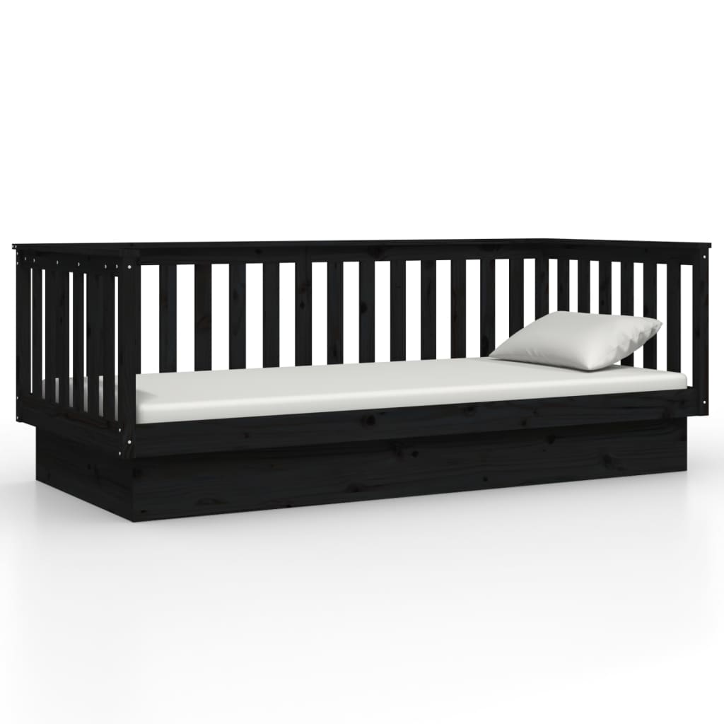 vidaXL Sofá cama de madera maciza de pino negro 80x200 cm