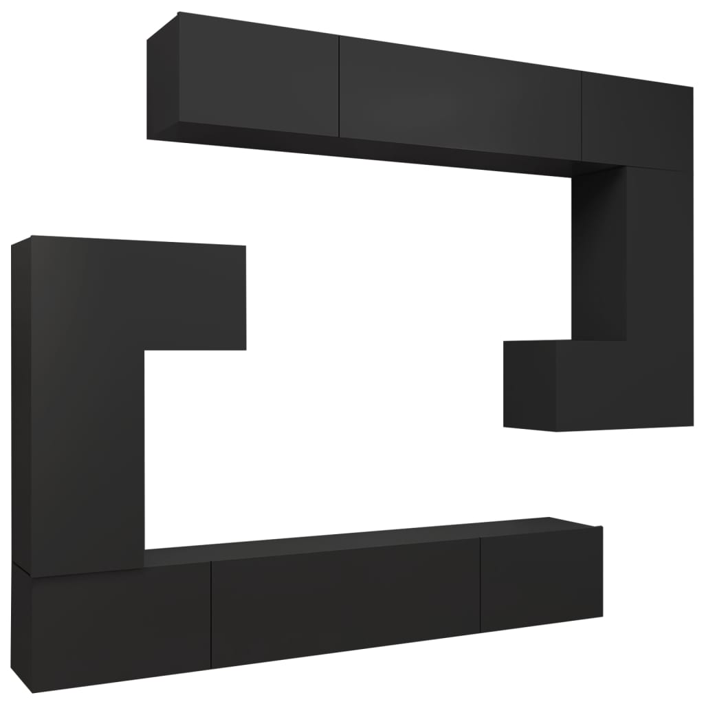 vidaXL Set de muebles para TV 8 piezas madera contrachapada negro