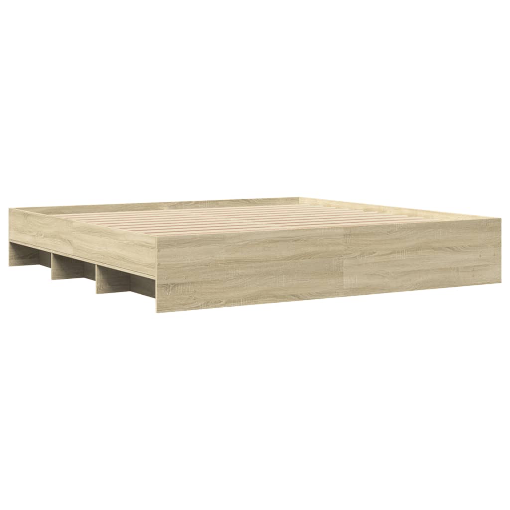 vidaXL Estructura de cama madera de ingeniería roble Sonoma 200x200 cm