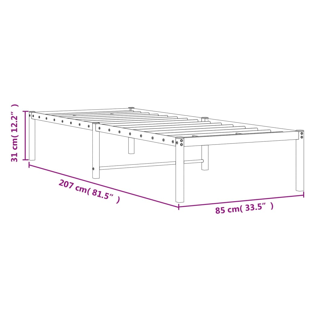 vidaXL Estructura de cama de metal blanco 80x200 cm