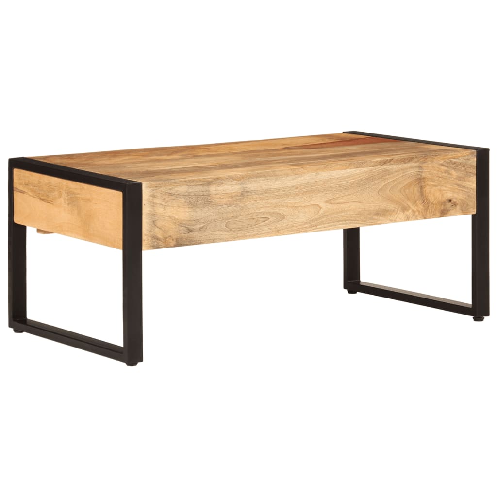 vidaXL Mesa de centro hierro y madera maciza de mango 100x54x40 cm