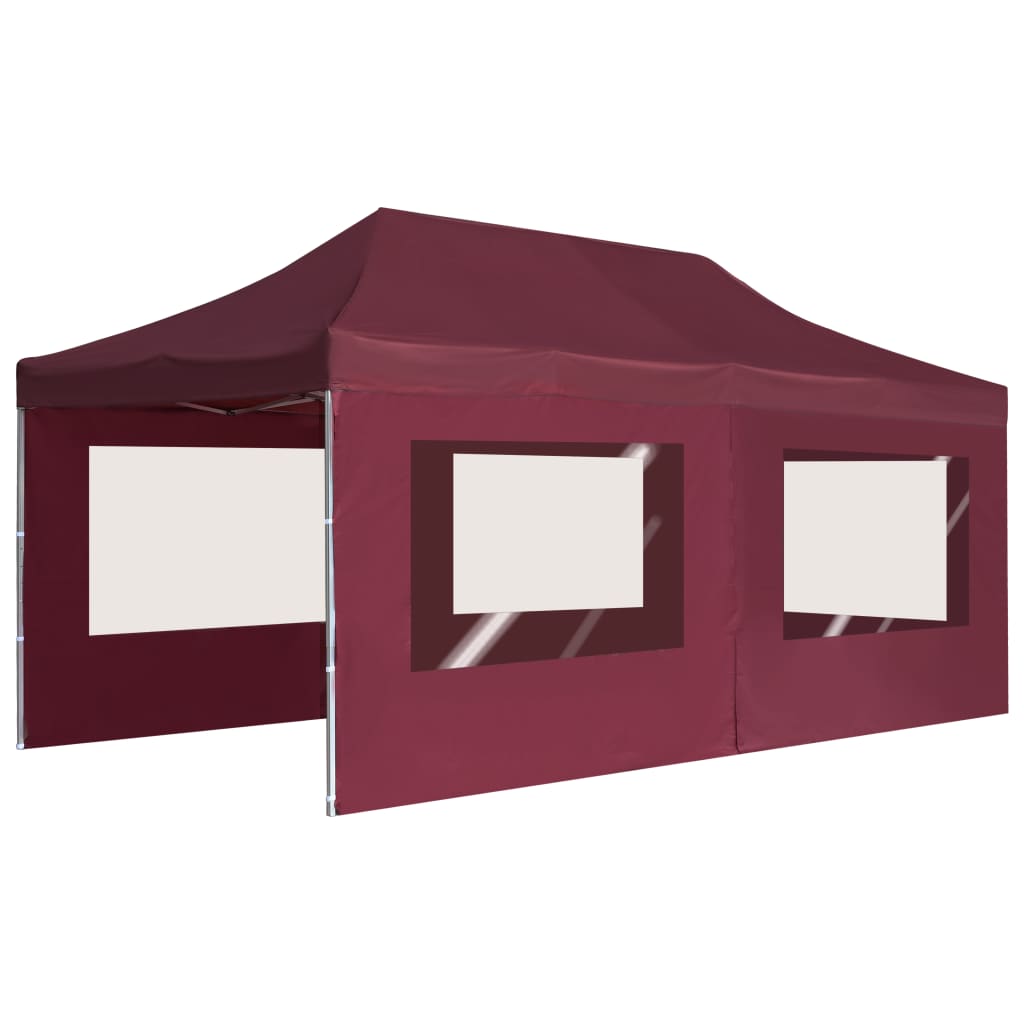 vidaXL Carpa plegable profesional y paredes aluminio rojo tinto 6x3m