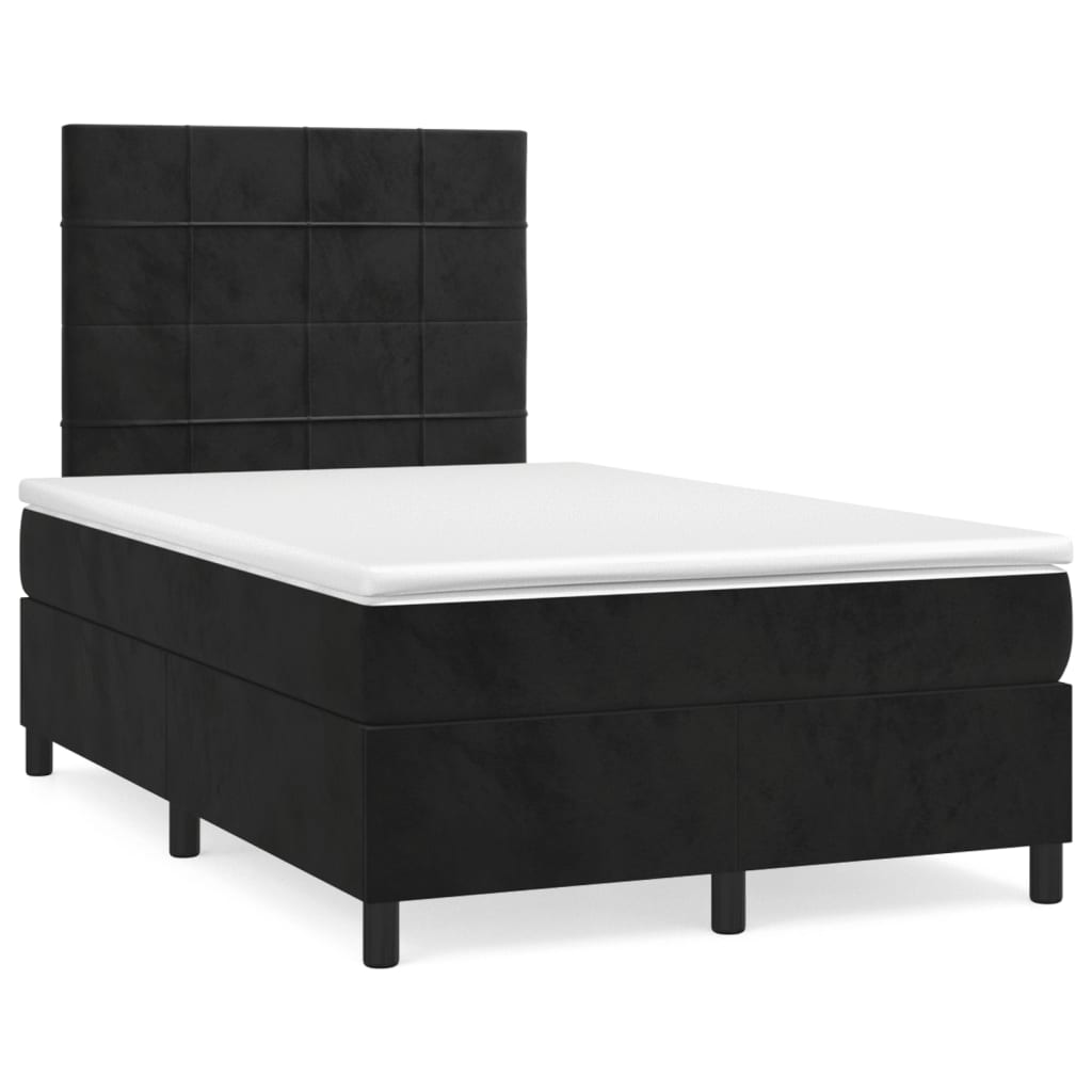 vidaXL Cama box spring con colchón terciopelo negro 120x200 cm