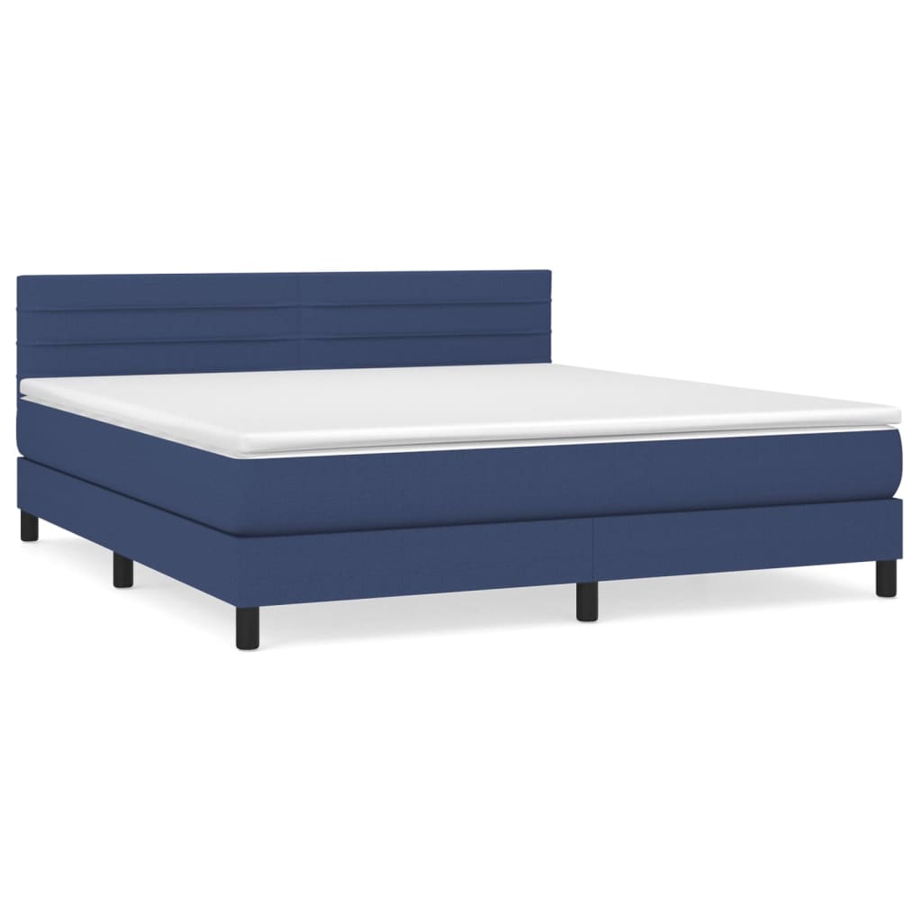 vidaXL Cama box spring con colchón tela azul 180x200 cm